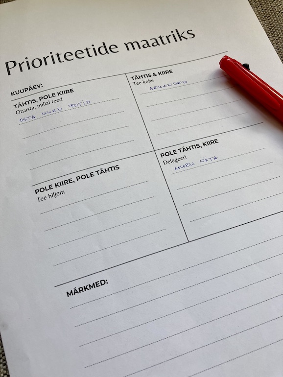 prioriteetide põhine planeerimine - kuidas seada prioriteete